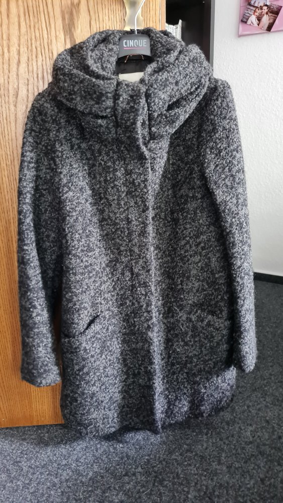 Wollmantel grau Bouclé-Optik