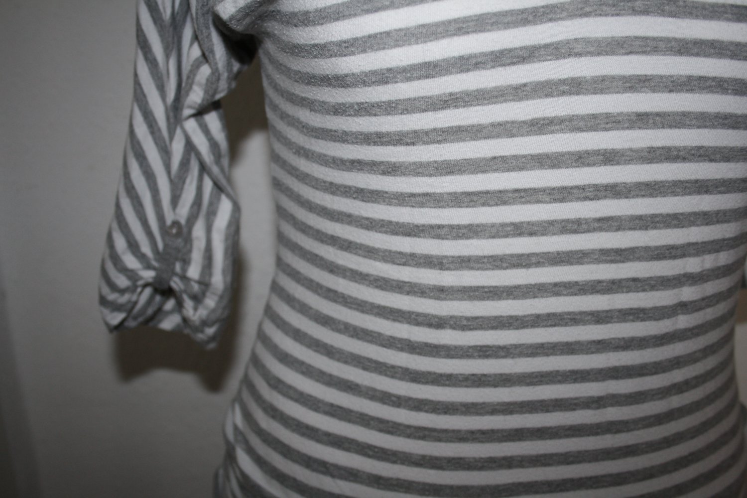 S 3/4 Arm Pullover gestreift grau weiß