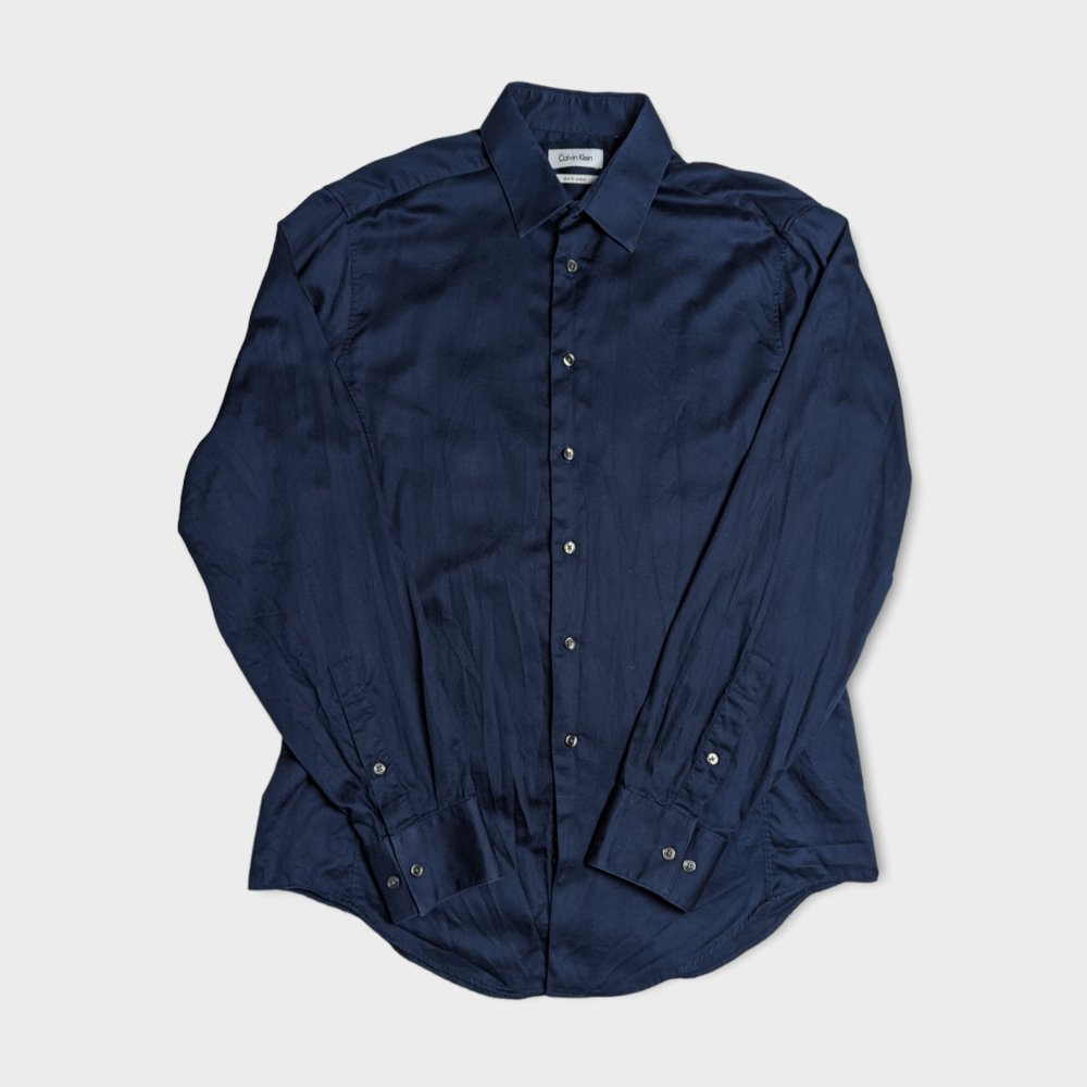 Calvin Klein Herren Hemd (Gr. XS) blau Shirt Slim Fit Stretch Longsleeves 