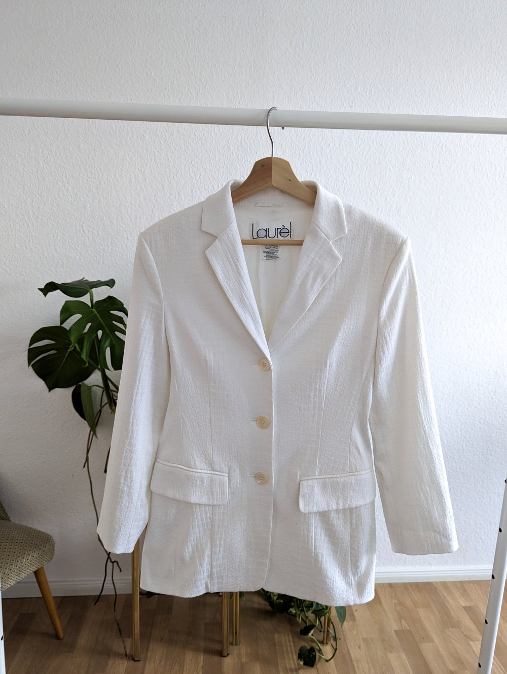 Laurel Blazer tailliert / Größe: S (36) / weiß mit Schlangenledermuster / Vintage Sakko