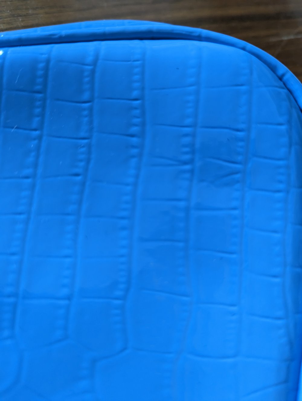 Y2K Handtasche Faux Krokodilleder Lack Tasche hellblau