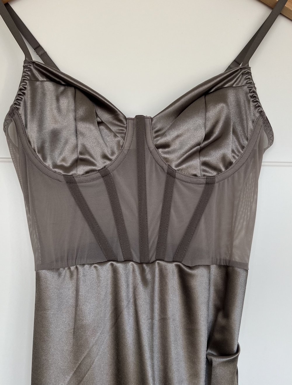 Satin Cami Kleid Corsagenoptik