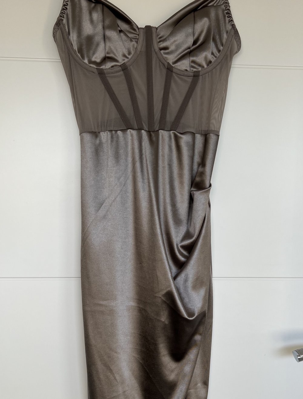 Satin Cami Kleid Corsagenoptik