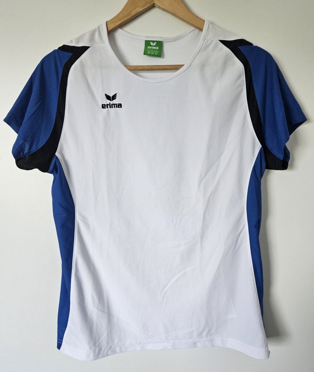 Erima T-Shirt Razor 2.0 Damen Weiss Blau Schwarz Gr. 40 Fitness Sport