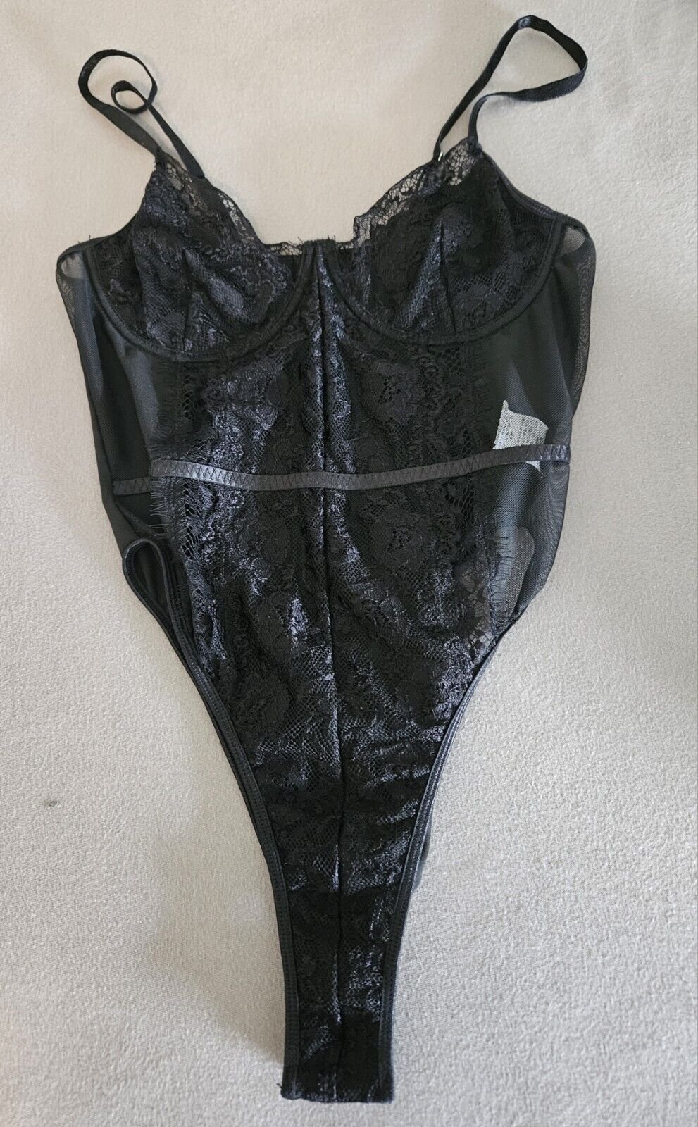 Damen Spitzenbody Top transparent Netz Gr. M/38 (GORGLITTER) schwarz