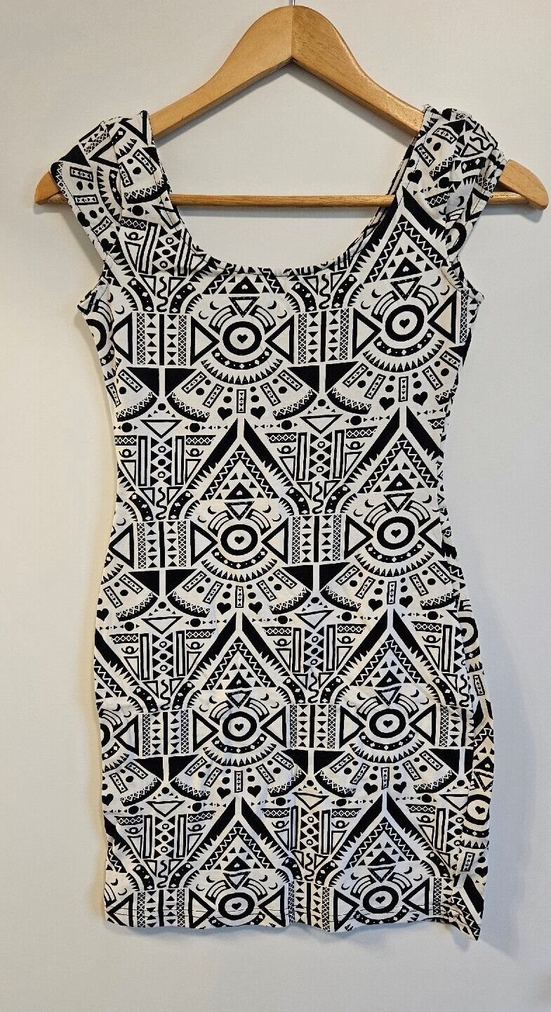 Trendiges Damen Trägerkleid Gr 34 (H&M) weiss/schwarz