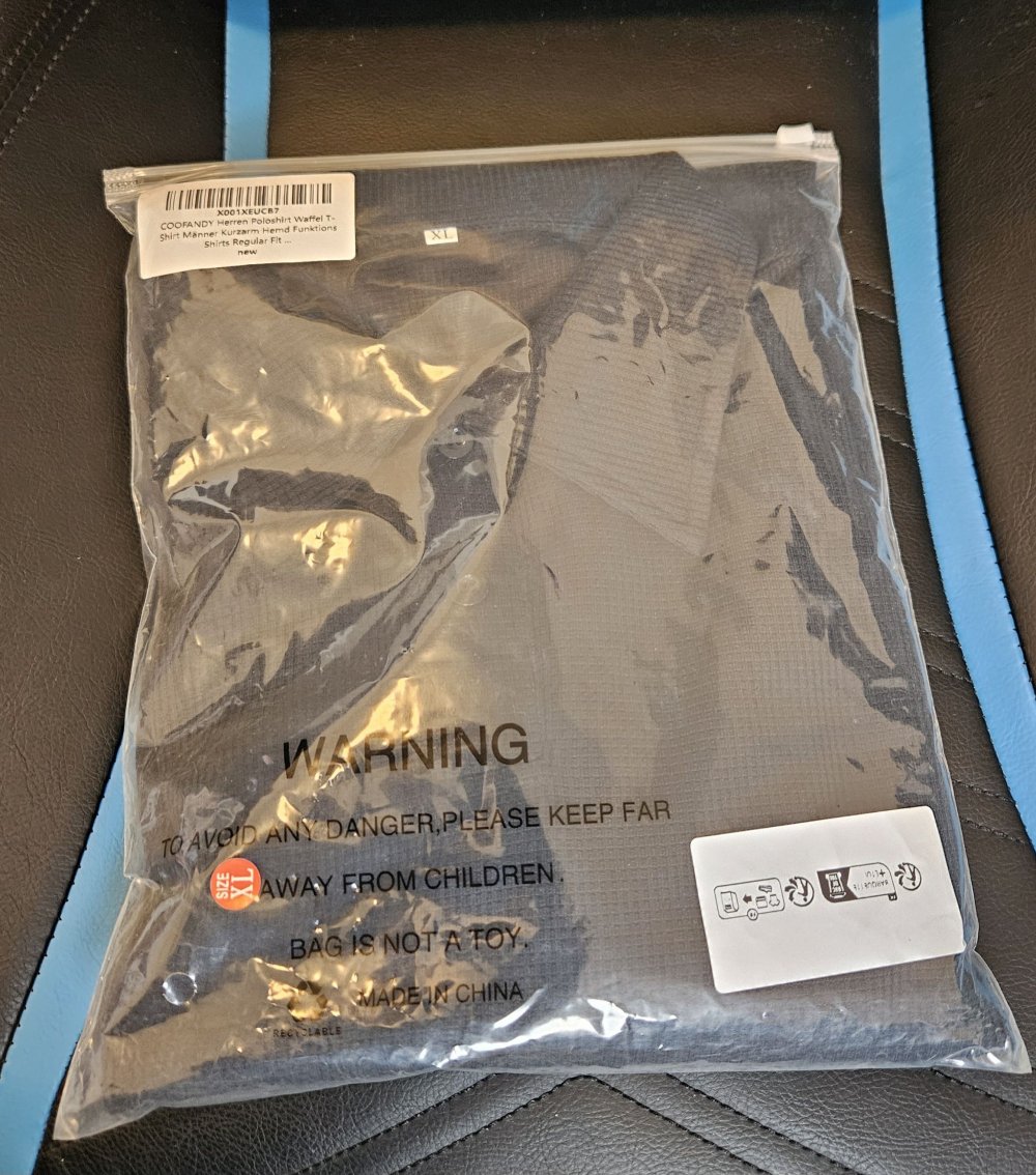 COOFANDY - Herren Poloshirt Hemd Kurzarm Gr. XL schwarz - Regular Fit (NEU/OVP)