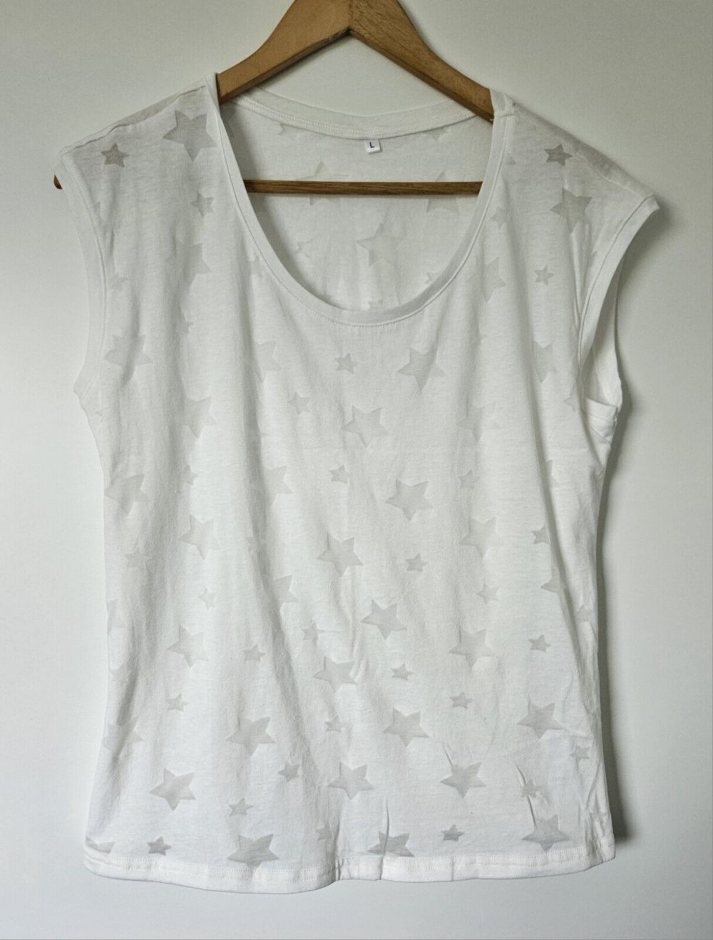 Elegantes Damen Shirt Oberteil Top Gr. L (Kapoohott) weiß Sterne