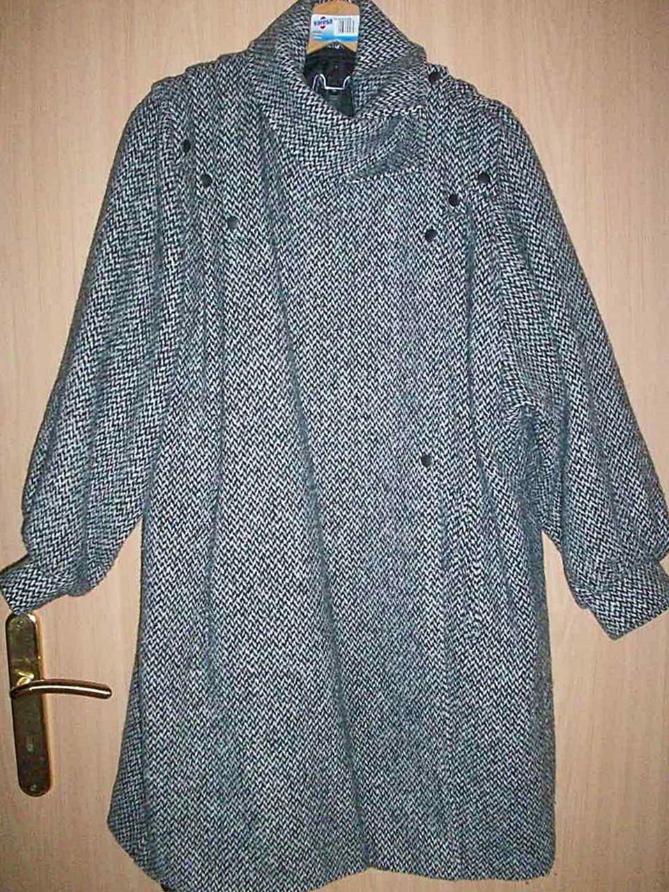 Wintermantel Damen Mantel Winter Wolle Wollmantel klassisch schwarz/weiß Gr 36