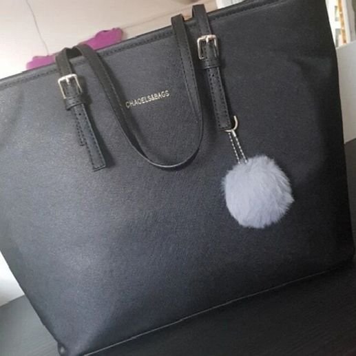 Handtasche Shopper mit Ponpon