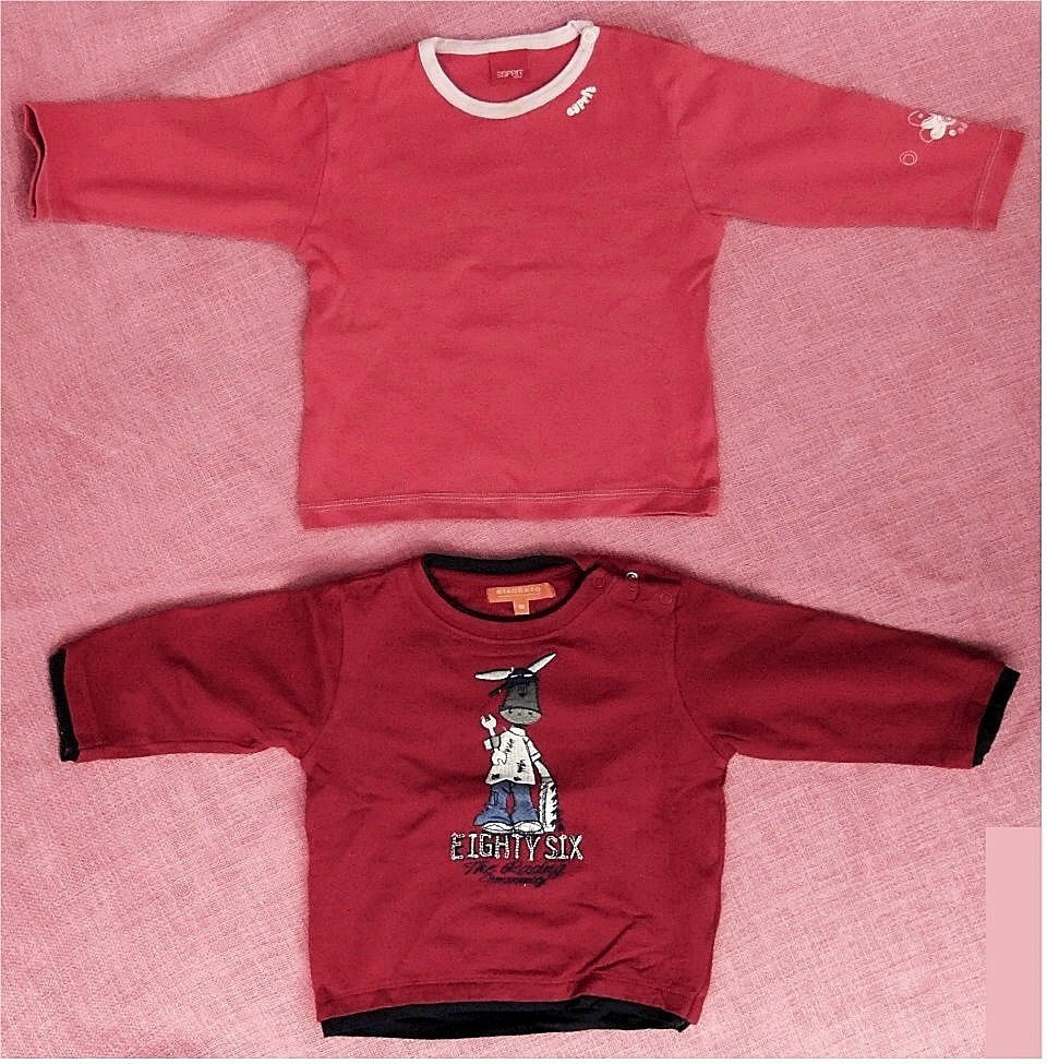 2 x Sweatshirts - Von Esprit und Staccato - Größe 86 - rot und hellrot
