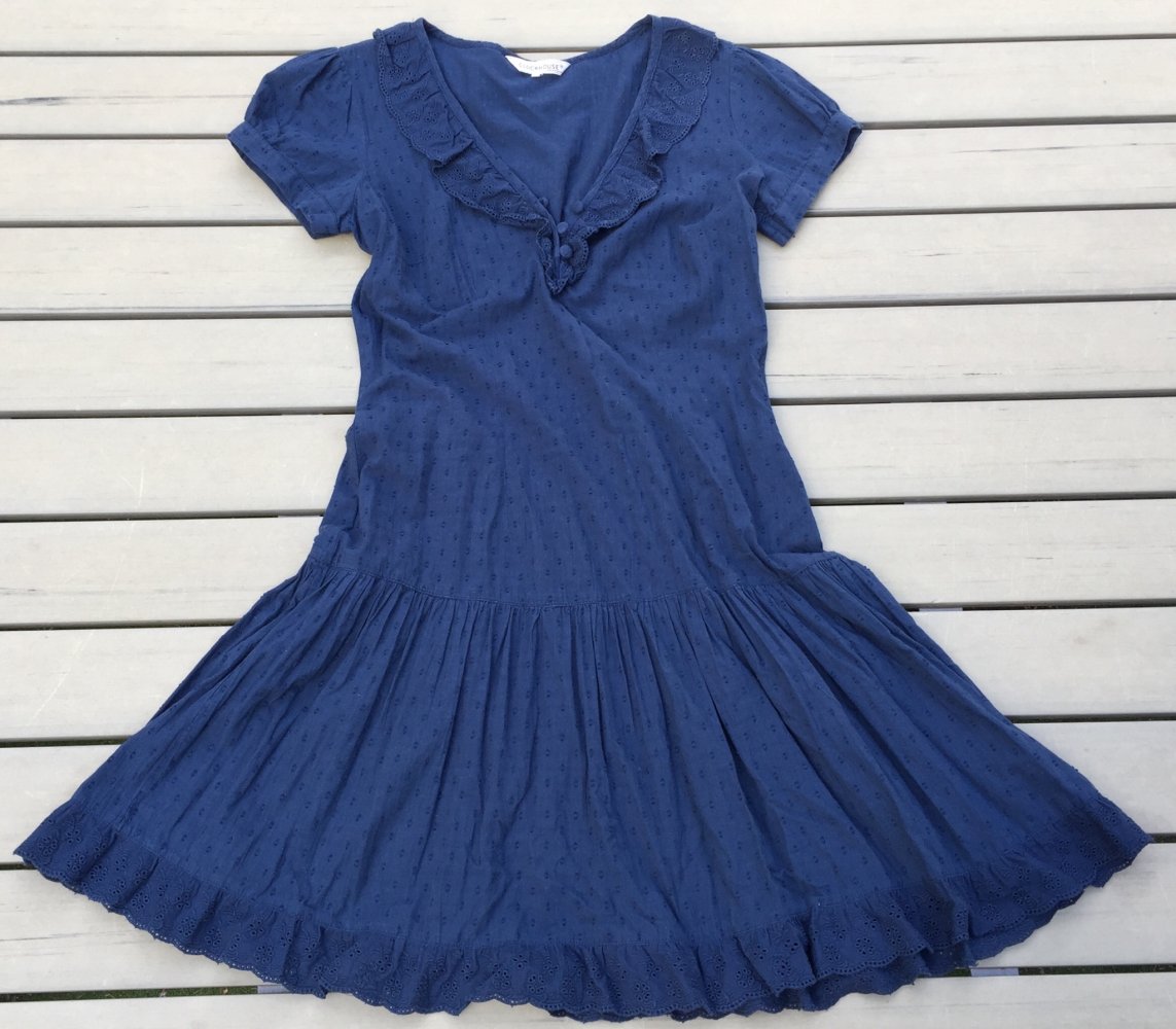 CLOCKHOUSE Sommer KLEID Volants Lochstickerei Gr. S