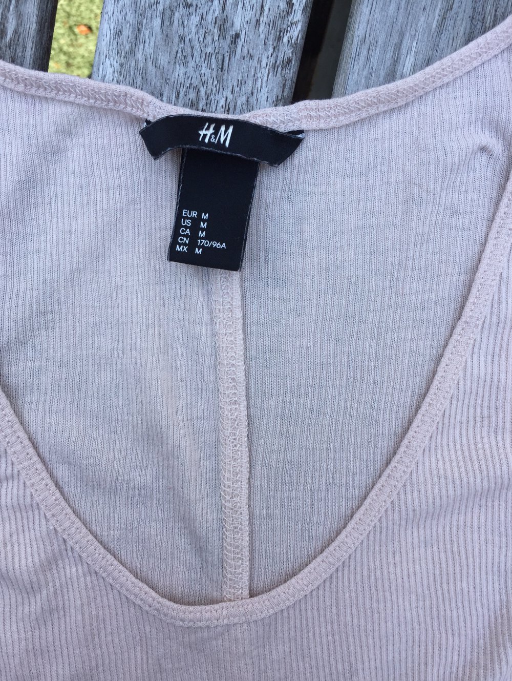 H&M Top TANKTOP nude/puder Rippshirt Gr. S