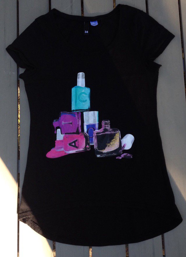 H&M T-Shirt NAGELLACK Motiv Gr. 34