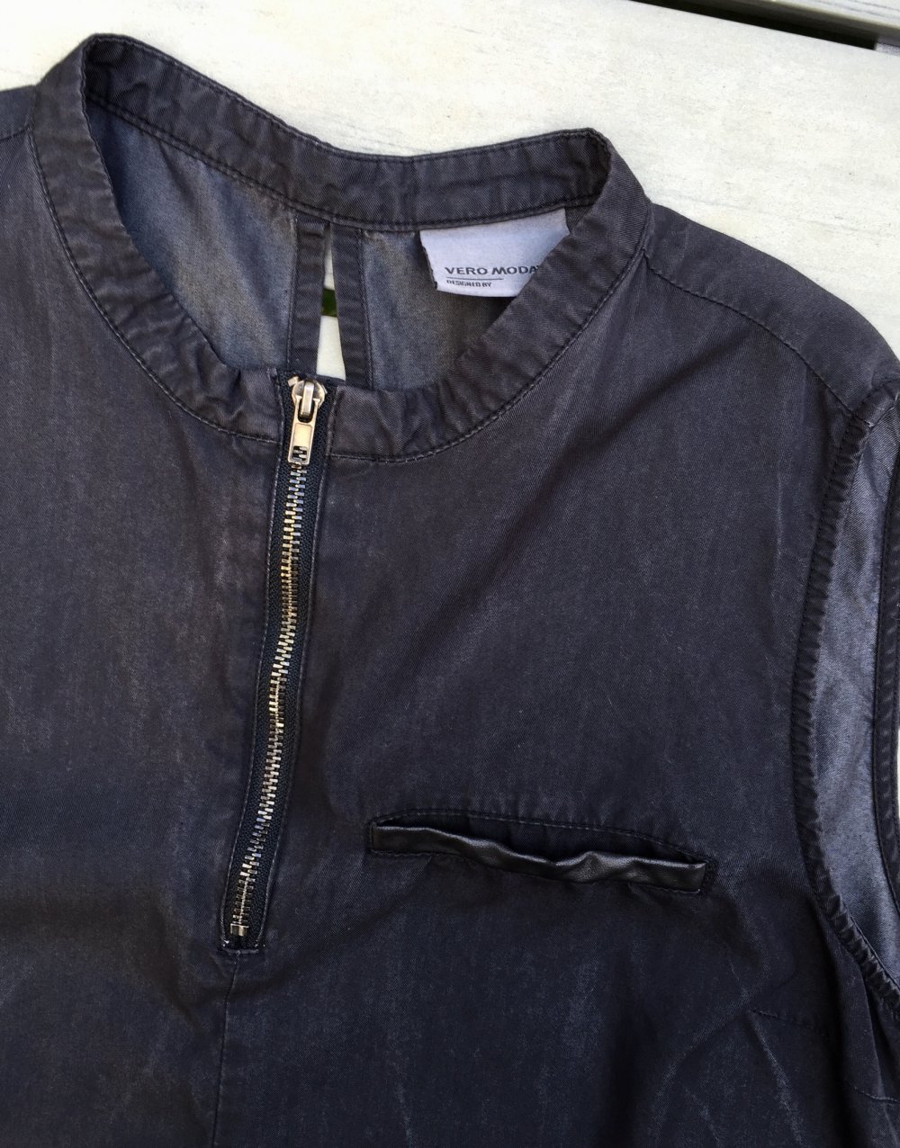 VERO MODA Bluse TOP Kunst-Leder-Details Gr. M