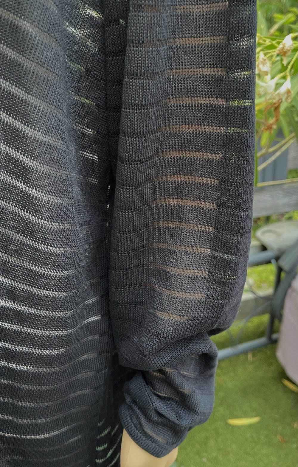 H&M Open Front CARDIGAN Ringel semi transparent Gr. 2XL