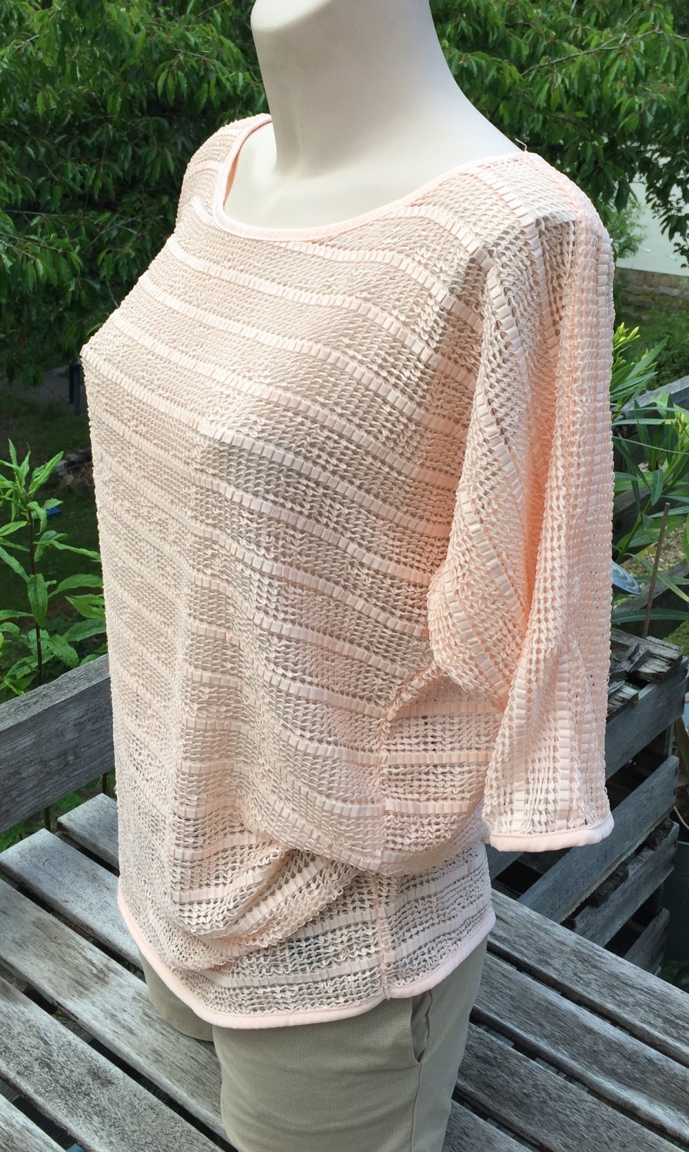 H&M Pulli OBERTEIL peach semitransparent Gr. XS