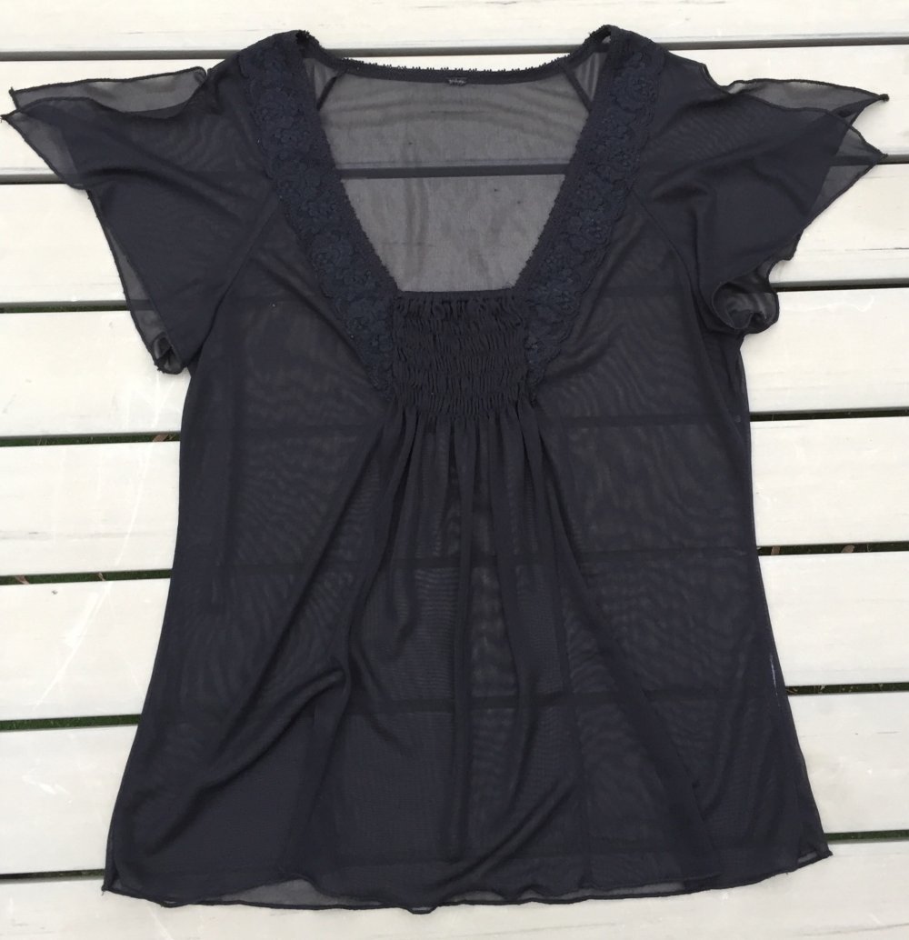 BLUSENSHIRT transparent FLATTERÄRMEL