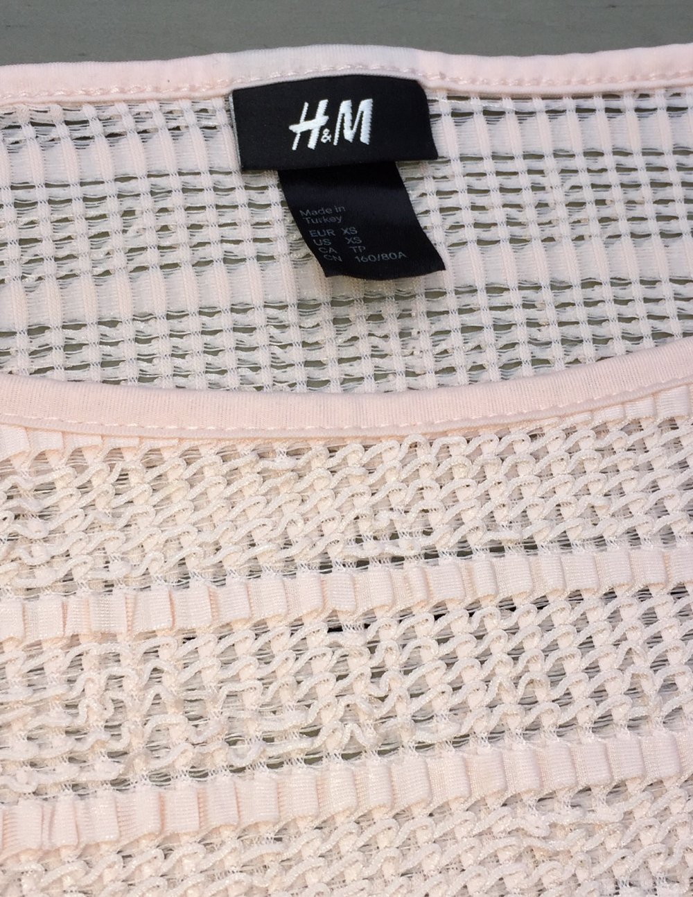 H&M Pulli OBERTEIL peach semitransparent Gr. XS