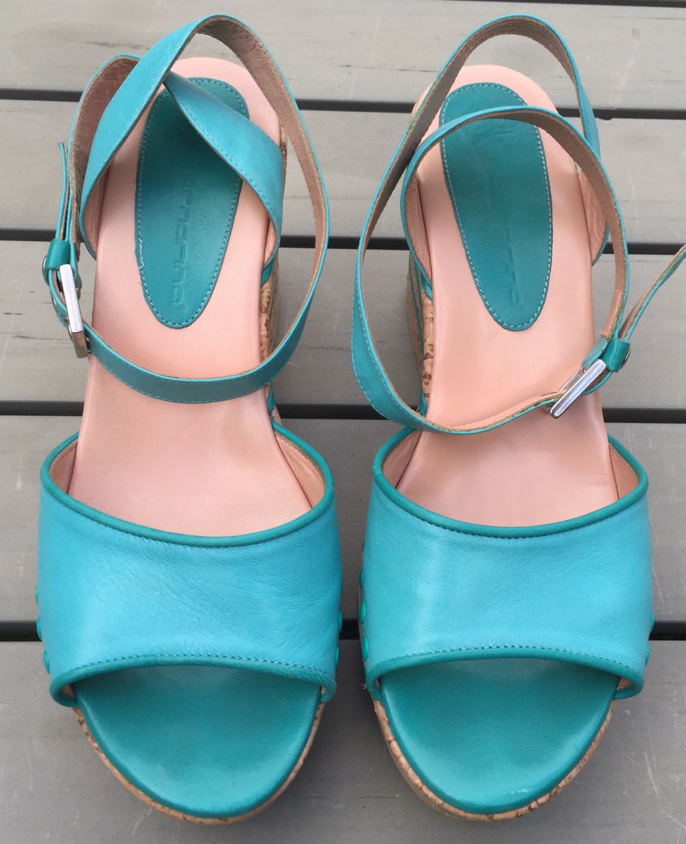 FORNARINA Wedges SANDALETTE türkis Gr. 40 NEUw.