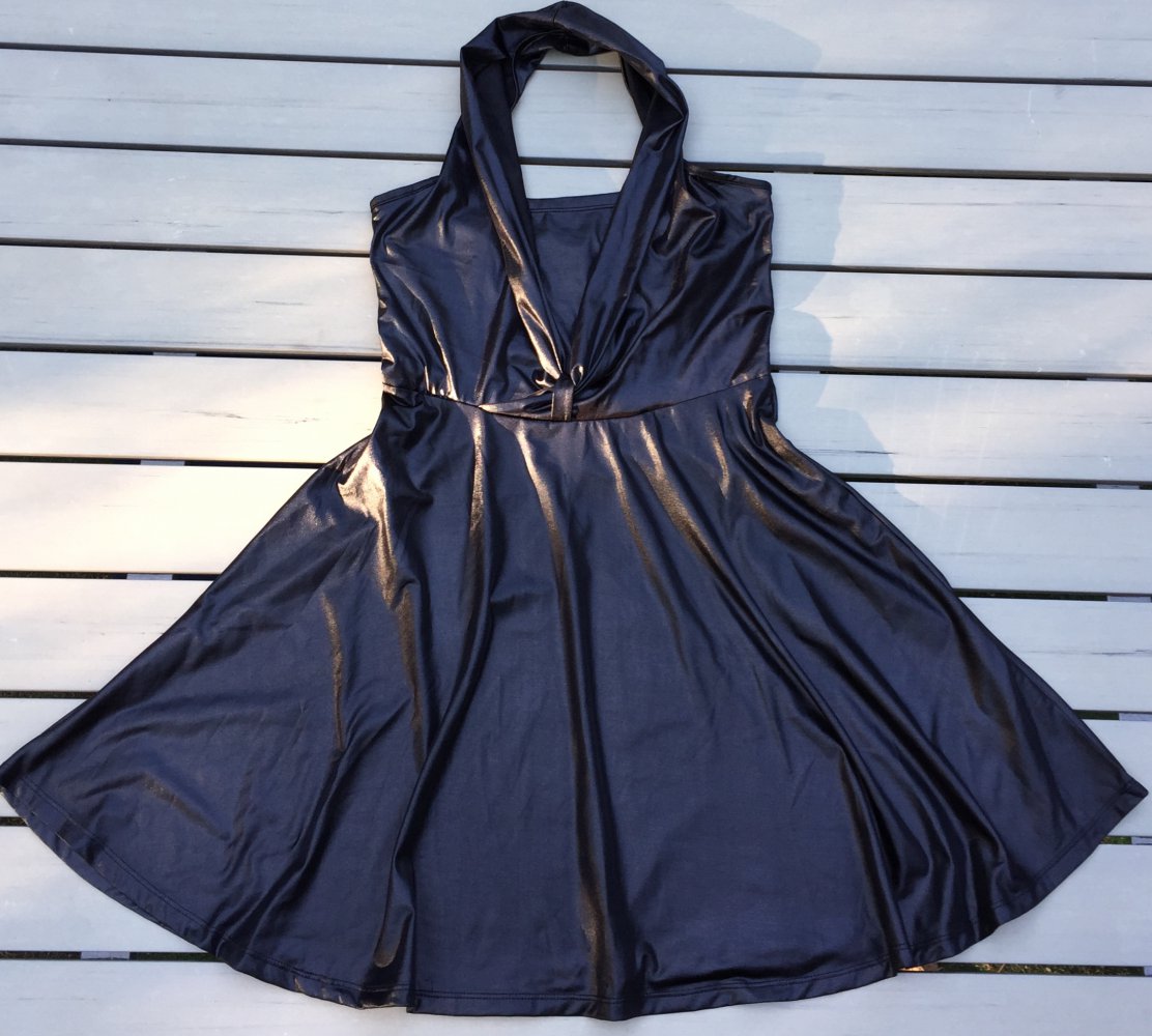 VERO MODA Neckholder KLEID glossy Partykleid LEDERLOOK Gr. S