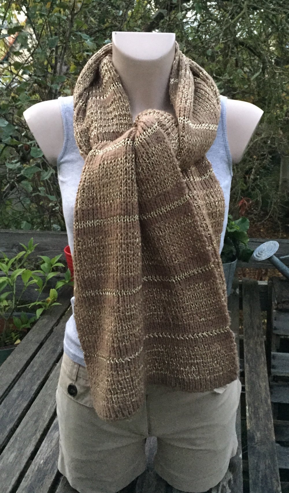 H&M Strickschal SCHAL Lurex khaki-braun/gold