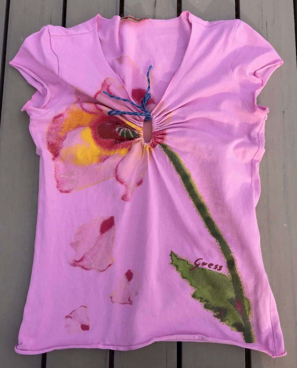 GUESS Shirt TOP rosa floral POPPY Gr. M / 36/38