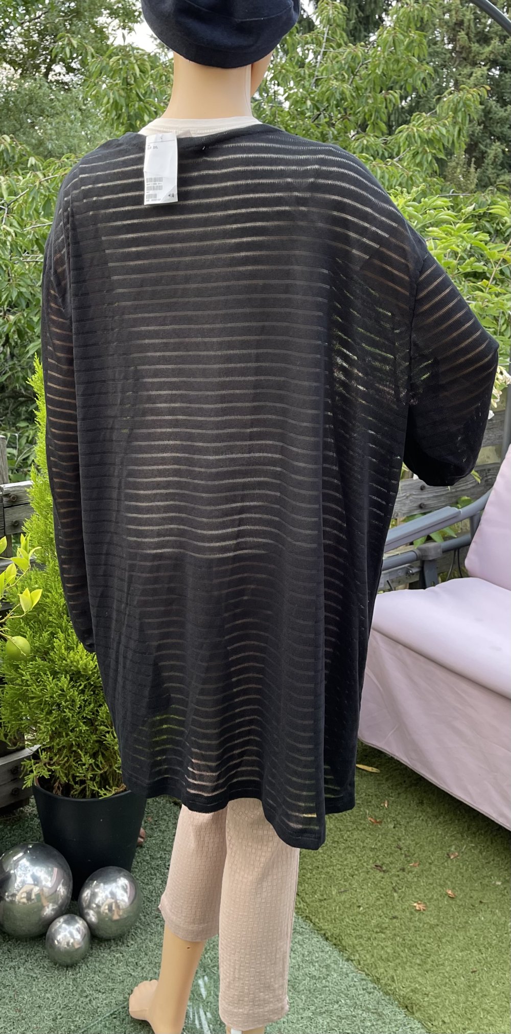 H&M Open Front CARDIGAN Ringel semi transparent Gr. 2XL