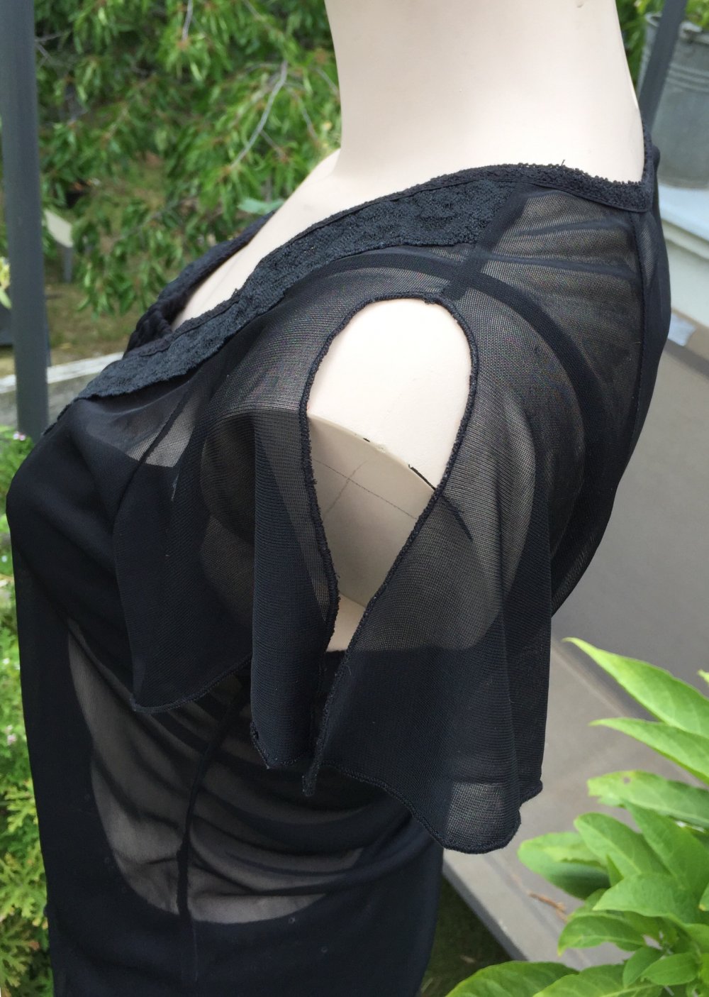 BLUSENSHIRT transparent FLATTERÄRMEL