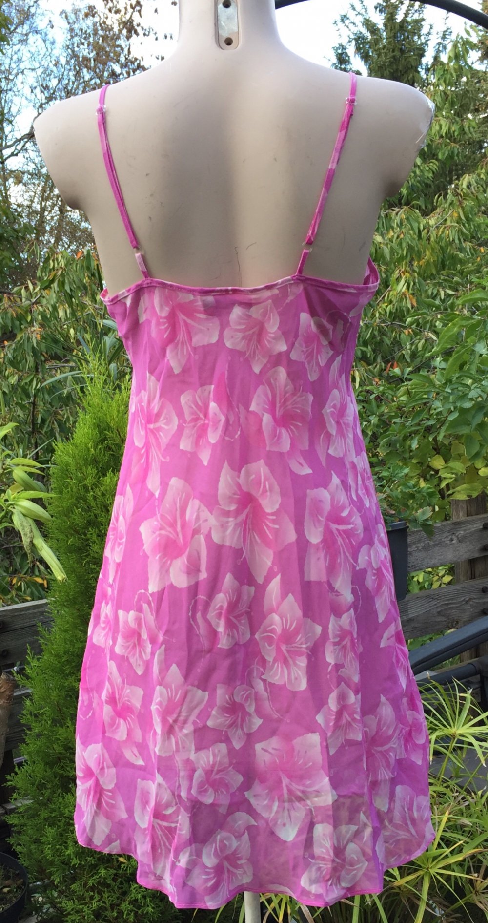 CHIFFON Spaghetti NACHTHEMD Negligé Strandkleid Gr. M