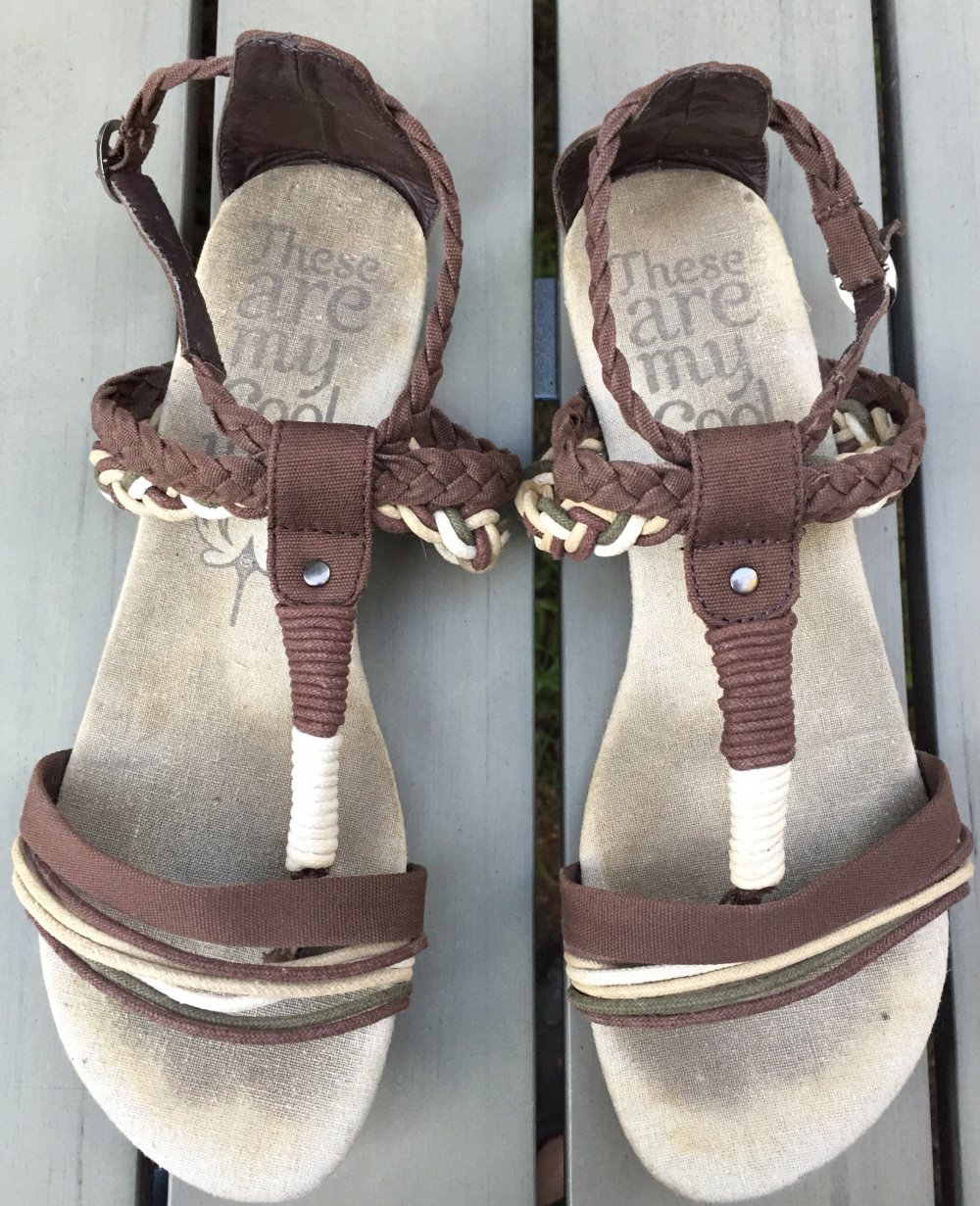 COOL WAY Zehentrenner SANDALE beige/braun Gr. 37