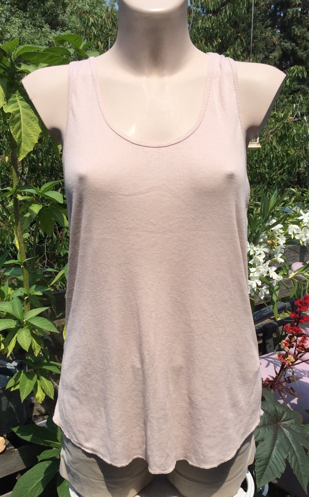 H&M Top TANKTOP nude/puder Rippshirt Gr. S