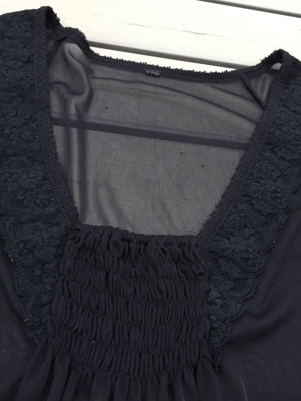 BLUSENSHIRT transparent FLATTERÄRMEL