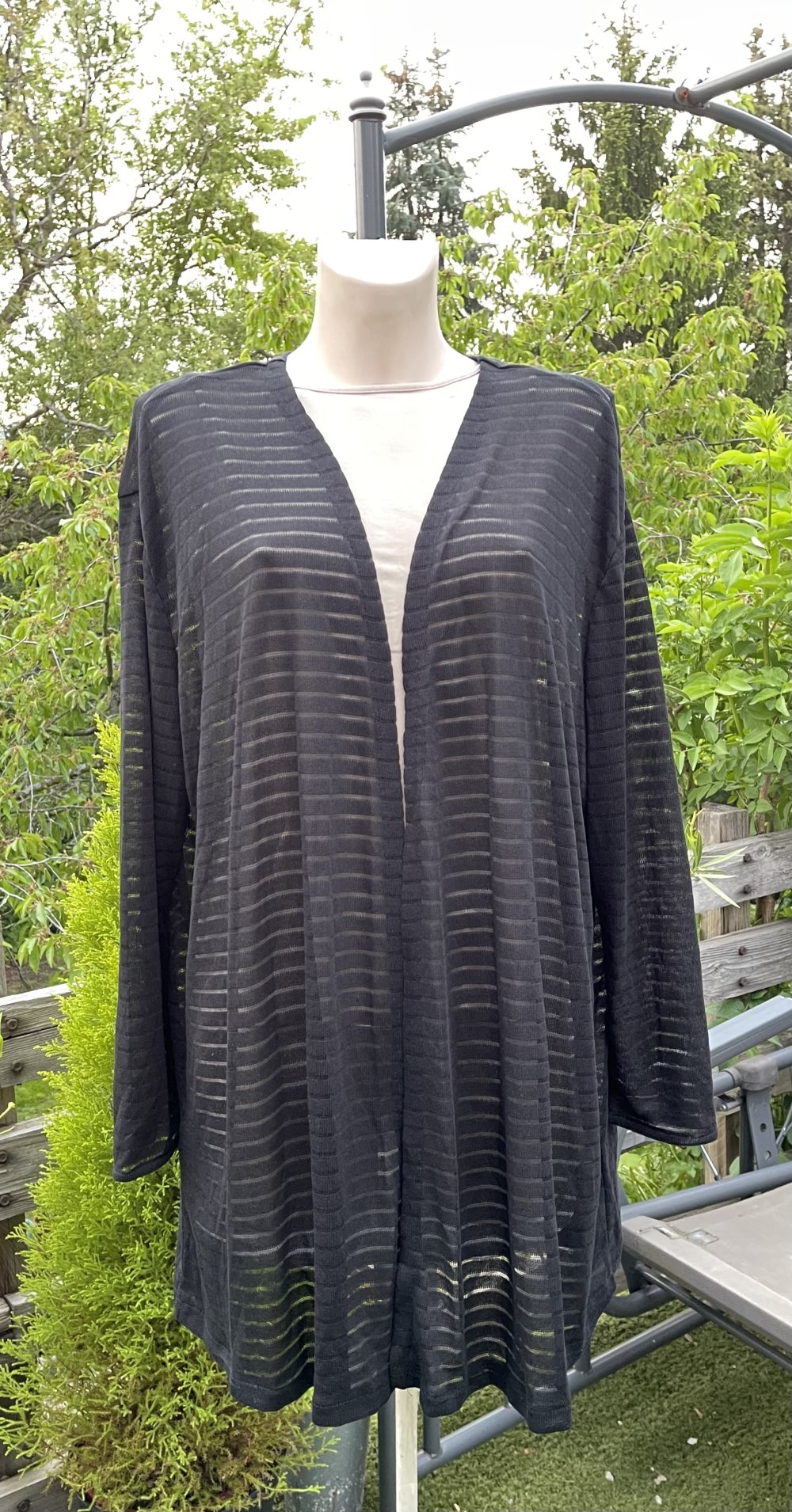 H&M Open Front CARDIGAN Ringel semi transparent Gr. 2XL