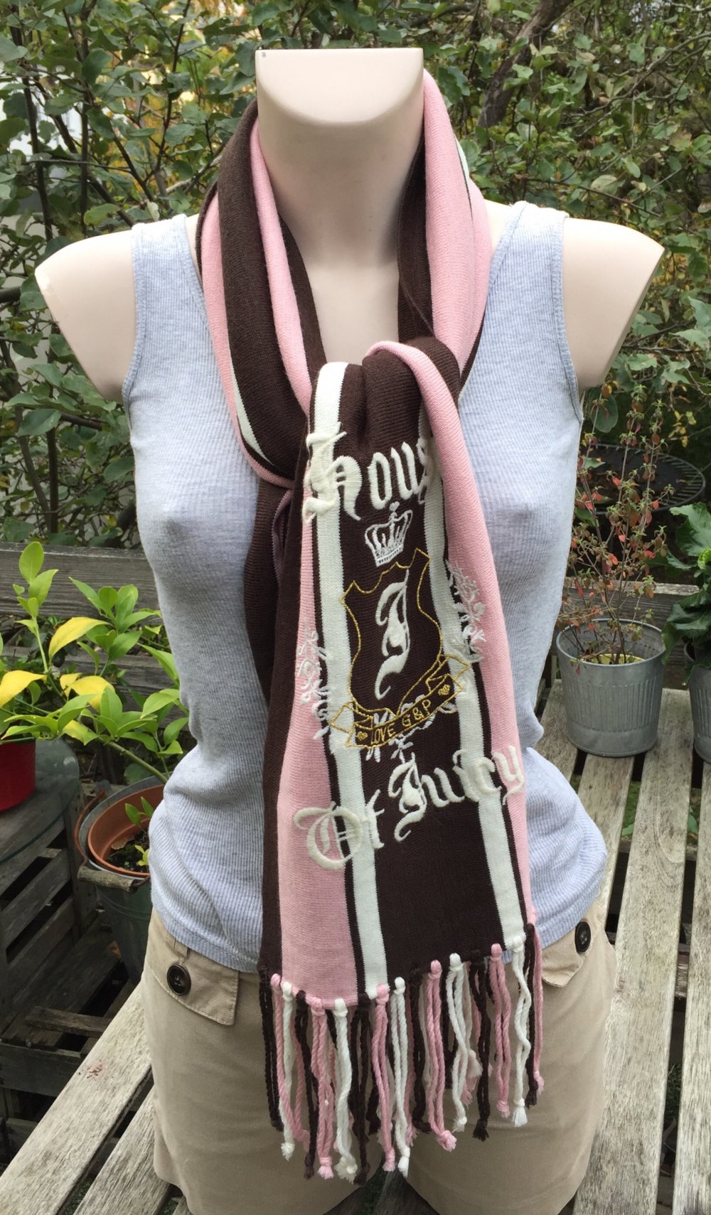 NEUw. JUICY COUTURE Schal STREIFENSCHAL rosé/braun