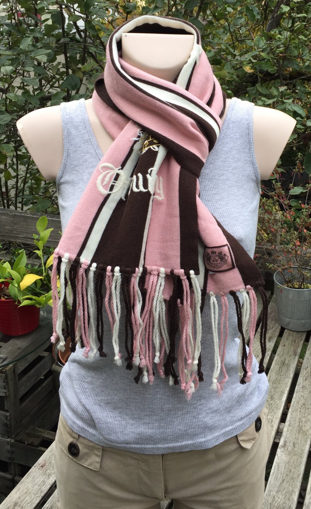 NEUw. JUICY COUTURE Schal STREIFENSCHAL rosé/braun