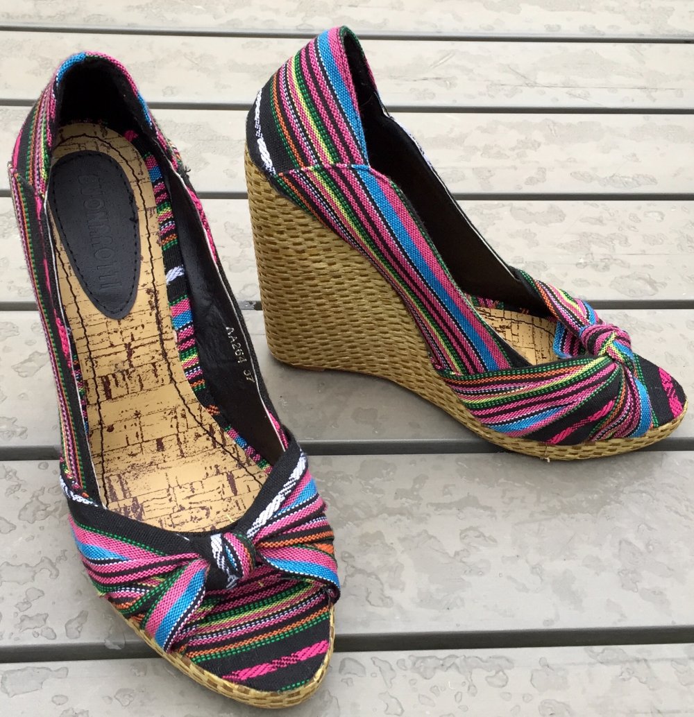 NEU: BUONAROTTI bunte WEDGES SANDALEN Peeptoes Gr. 37