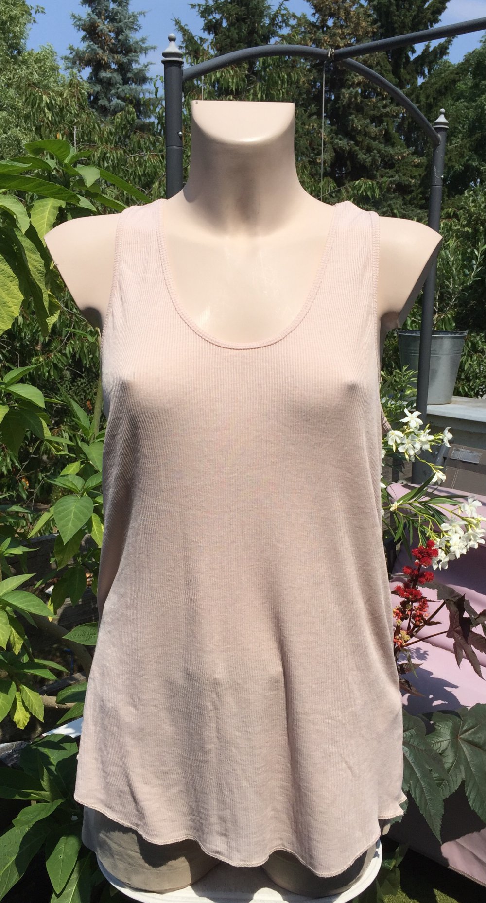 H&M Top TANKTOP nude/puder Rippshirt Gr. S