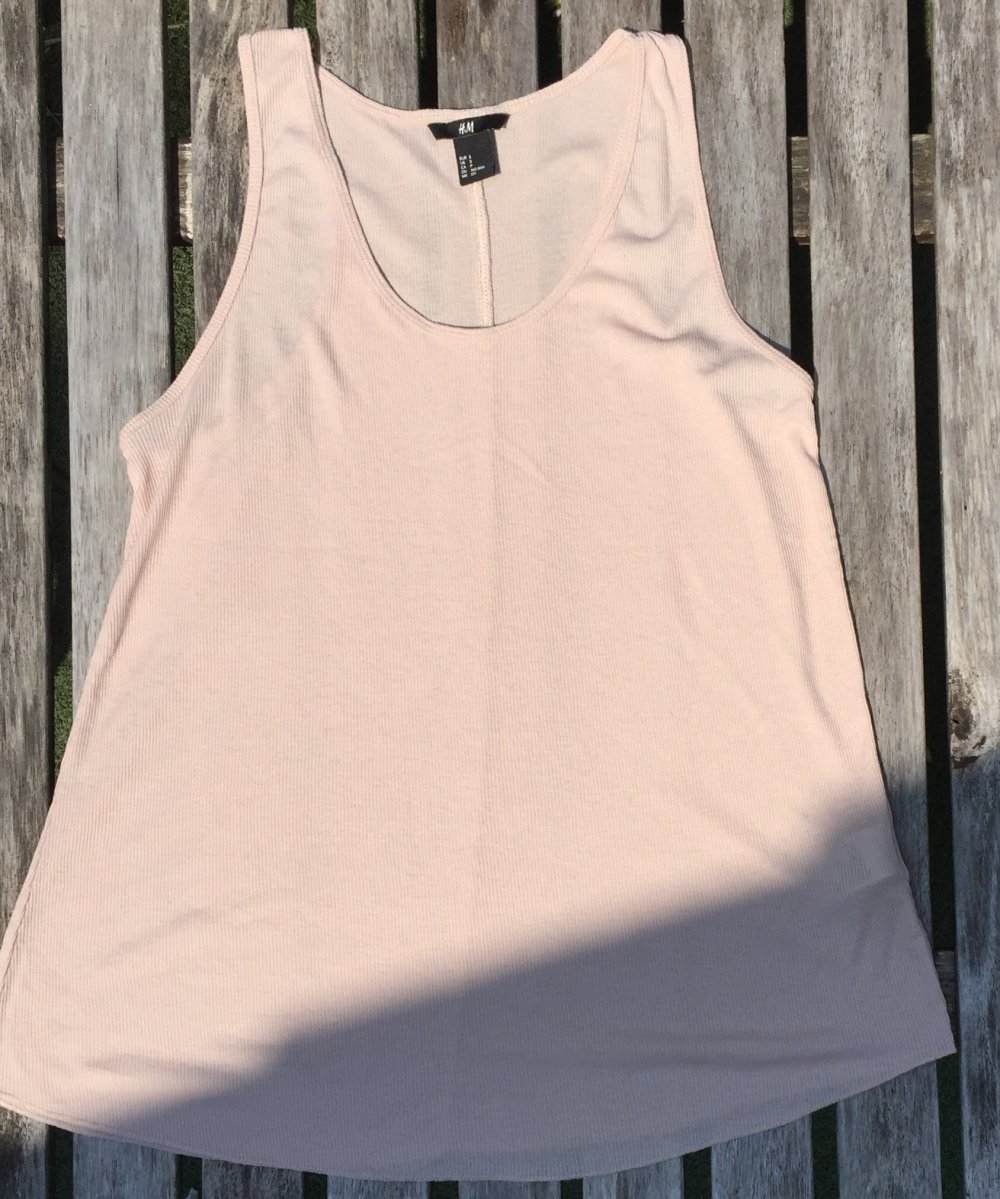 H&M Top TANKTOP nude/puder Rippshirt Gr. S