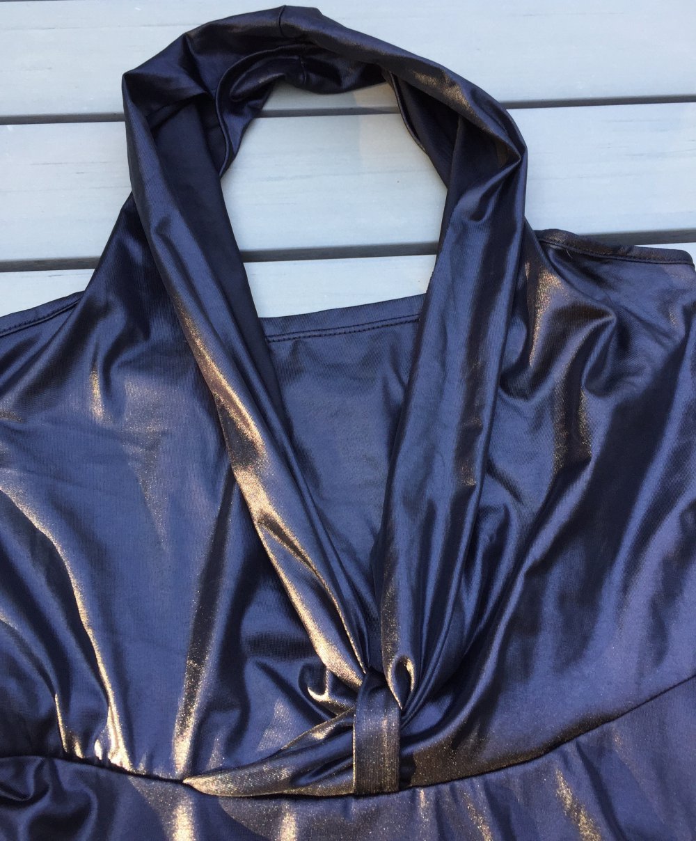 VERO MODA Neckholder KLEID glossy Partykleid LEDERLOOK Gr. S