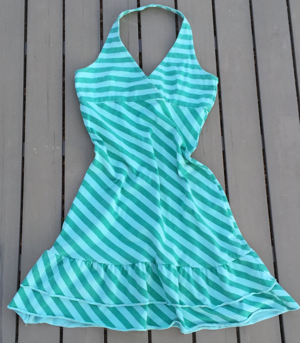 H&M Neckholder KLEID türkis gestreift Gr. 36