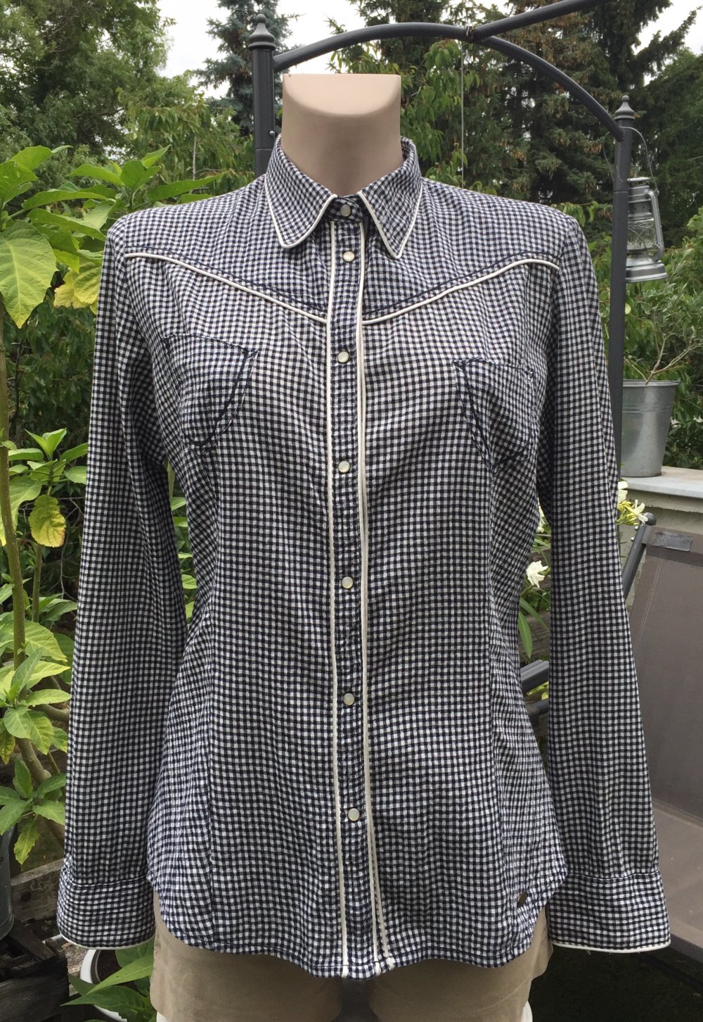 GUESS Karo BLUSE Rockabilly HEMDBLUSE Gr. L (wie M)