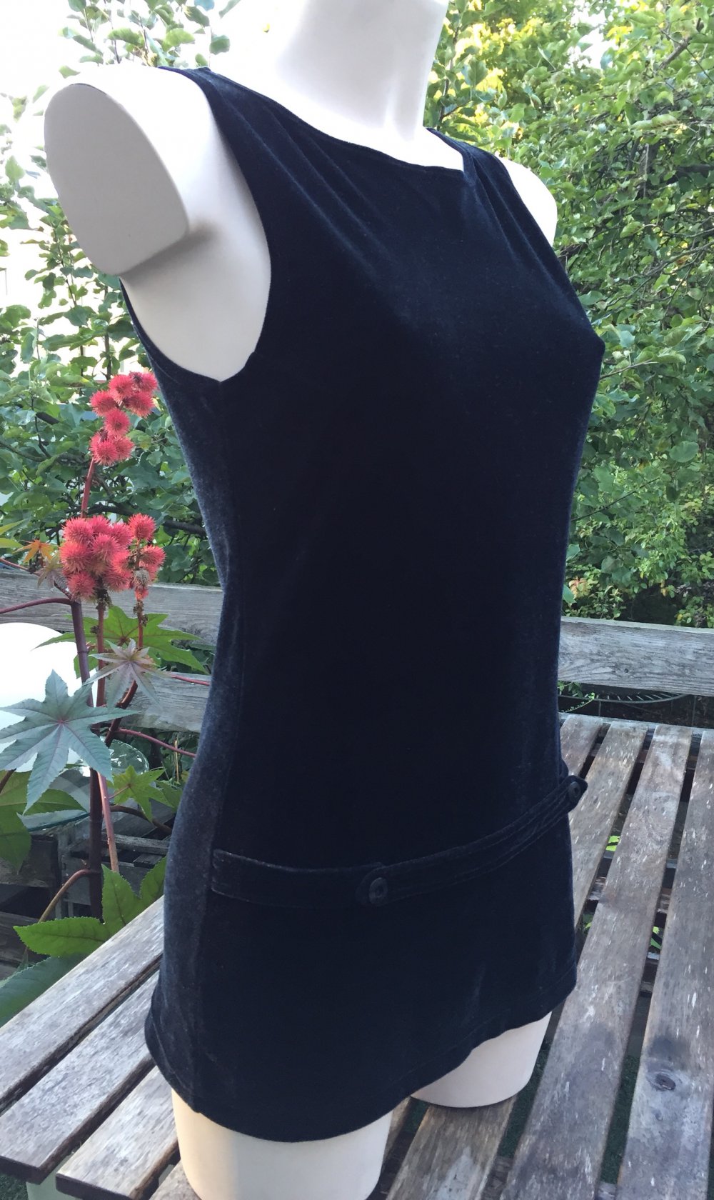 Samt Tunika Top Longtop Twiggy Kleid Sixties Ultramini