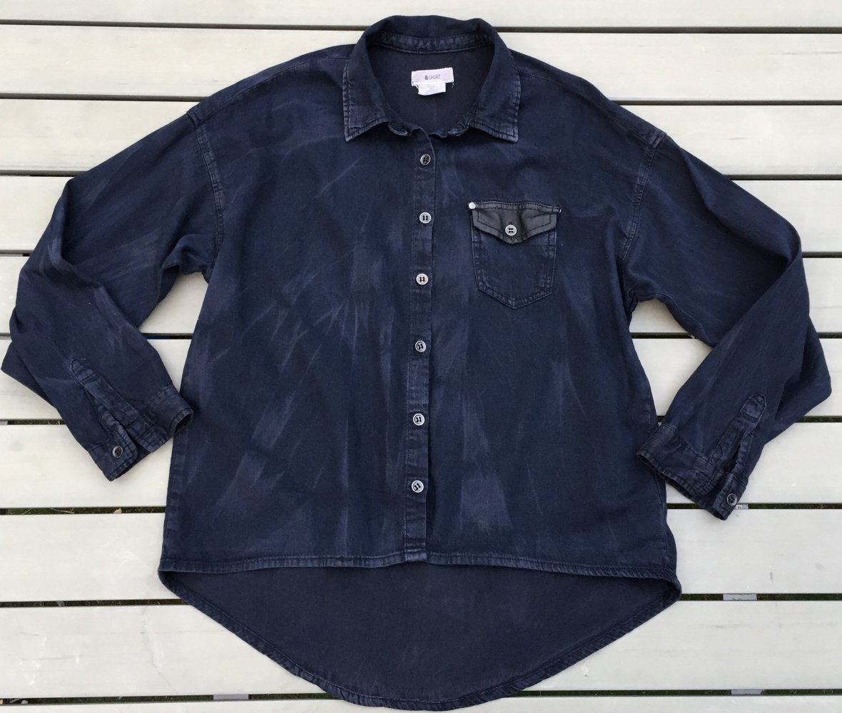 H&M Jeanshemd JEANS BLUSE Batik schwarz Gr. 34