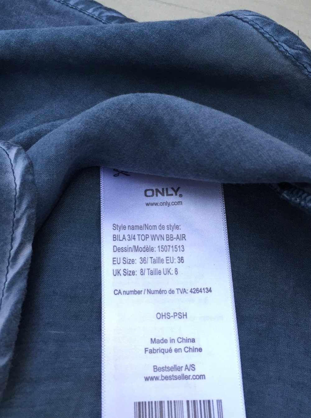 ONLY Bluse •Bila 3/4 Top• PETROL Gr. 36