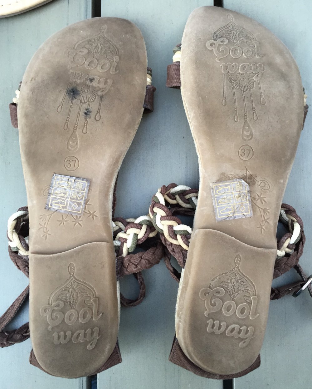COOL WAY Zehentrenner SANDALE beige/braun Gr. 37