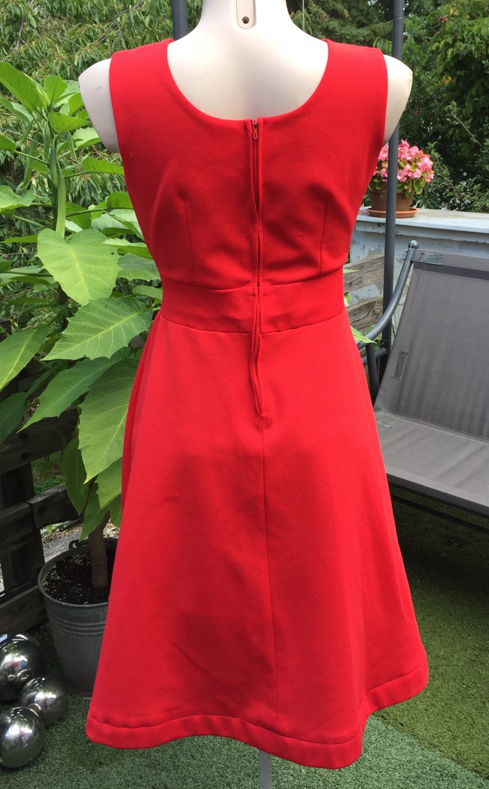 TRUE VINTAGE KLEID 70er EMPIRE Knallrot Gr. ca. S