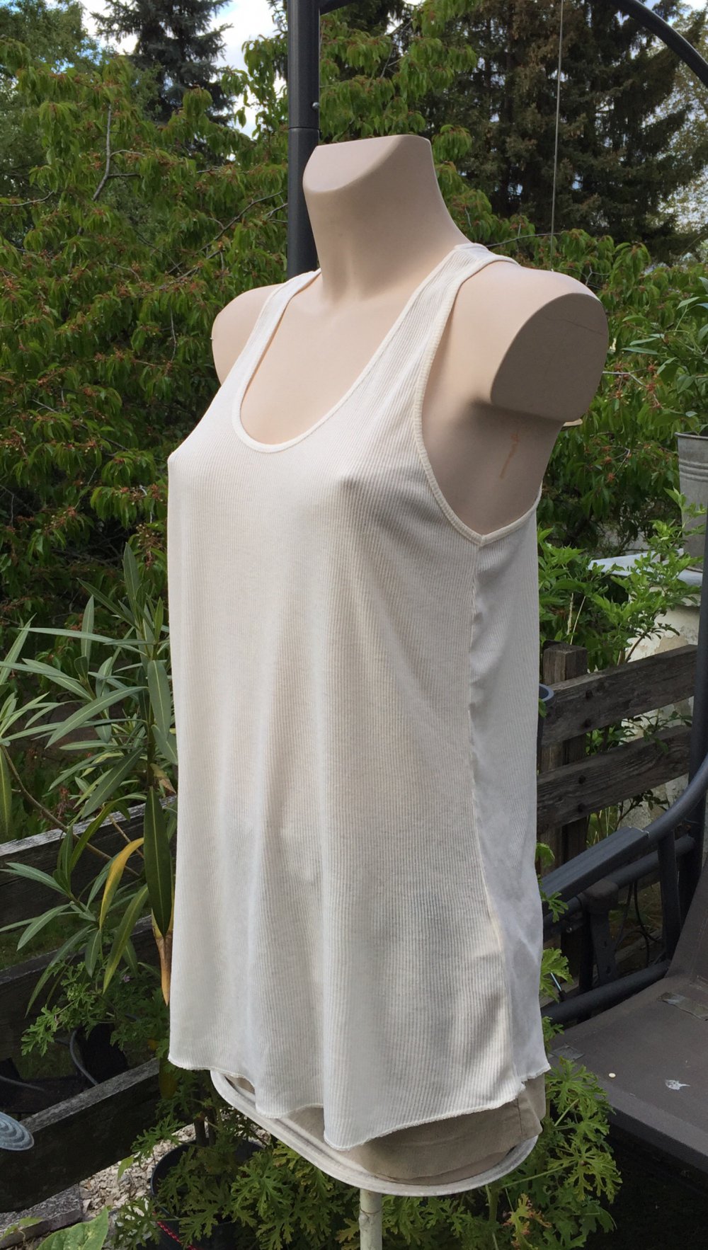 H&M Top TANKTOP creme Rippshirt Gr. M