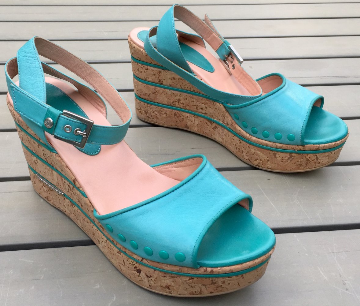 FORNARINA Wedges SANDALETTE türkis Gr. 40 NEUw.