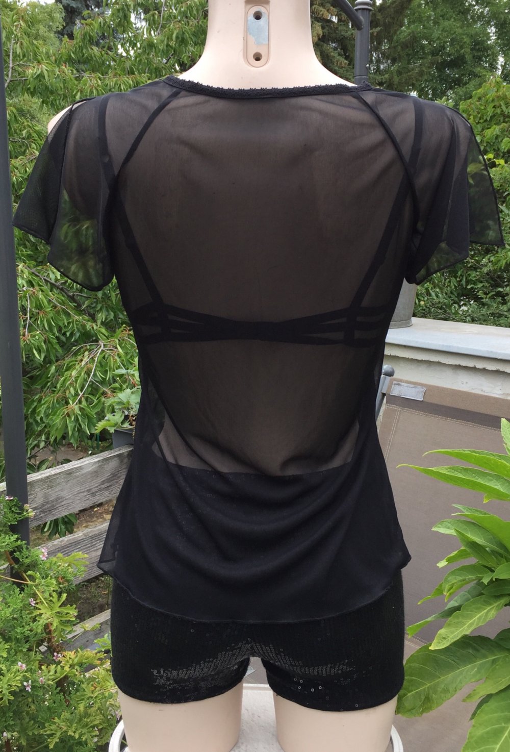 BLUSENSHIRT transparent FLATTERÄRMEL